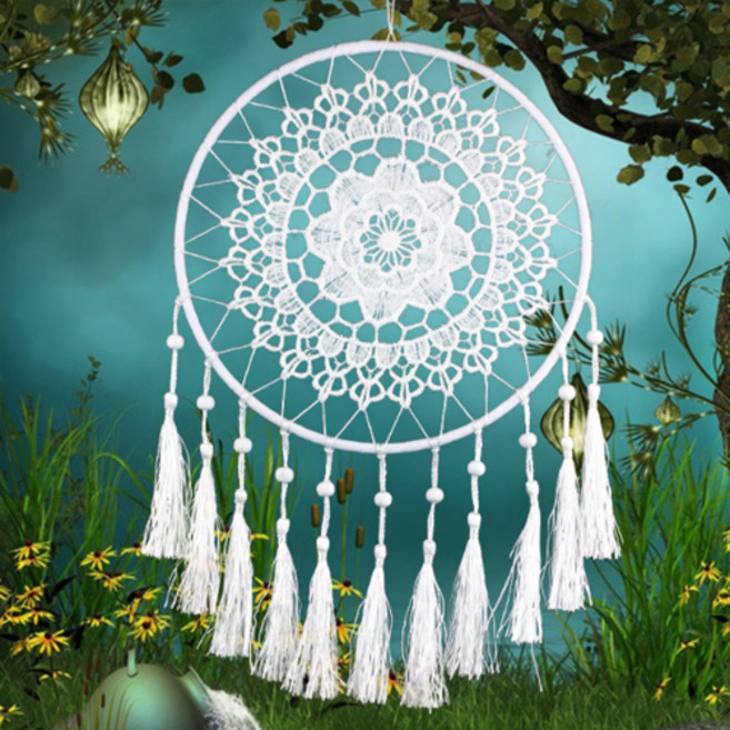 JHCompany 花朵蕾絲捕夢網, 白色