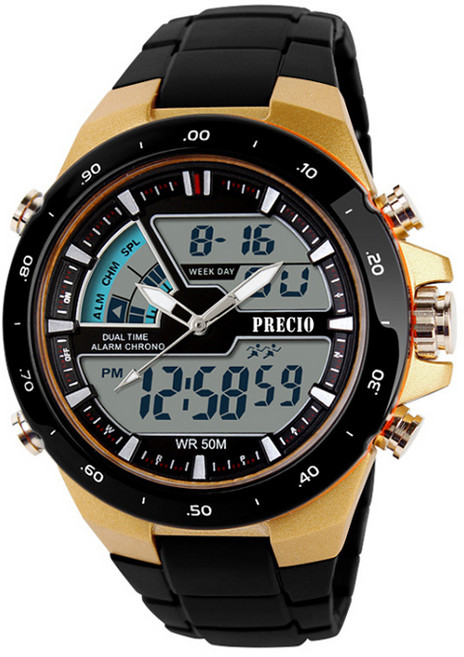 프레시오 알람 전자 손목시계 N16, 골드, 1개