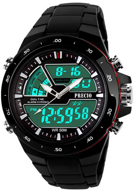 프레시오 방수 알람 스포츠 전자 손목시계 N16, 블랙, 1개