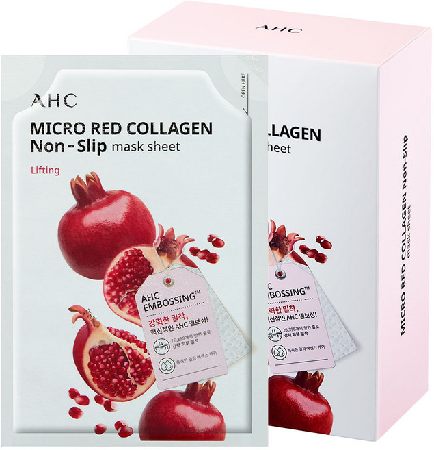 AHC 마이크로 레드 콜라겐 착붙 마스크 시트 33ml, 10개입, 1개