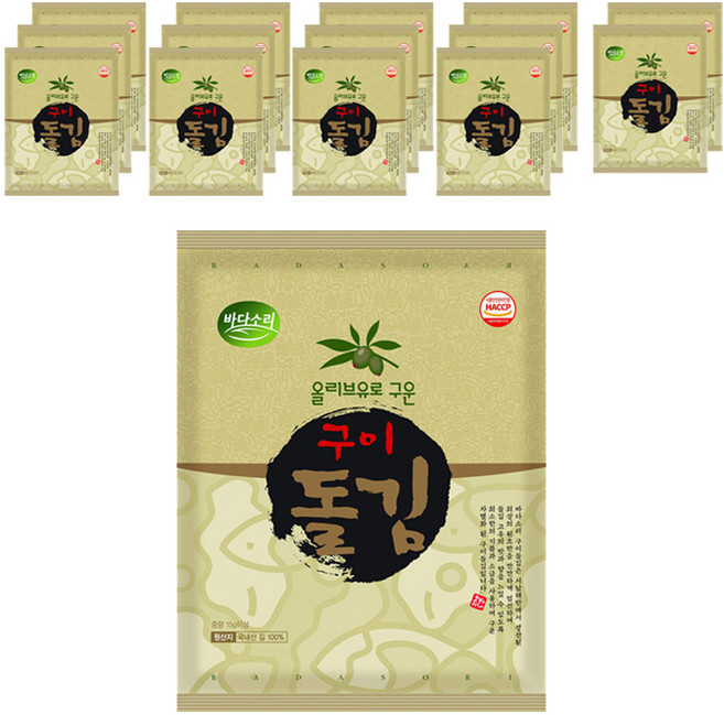 바다소리 올리브유 구이돌김, 12g, 15개