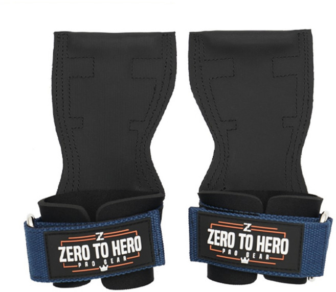 제로투히어로 리프팅 프로 그립 일체형 헬스 스트랩, 1세트, BLUE