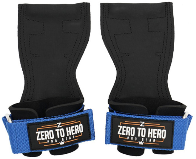 제로투히어로 리프팅 프로 그립 일체형 헬스 스트랩, 1세트, SKYBLUE
