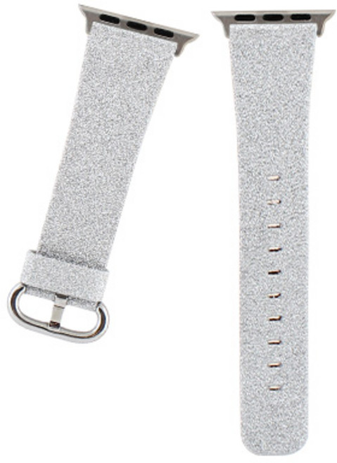 비쉐르 펄글리터 애플워치 5 레더 밴드 스트랩 44mm, 실버, 1개