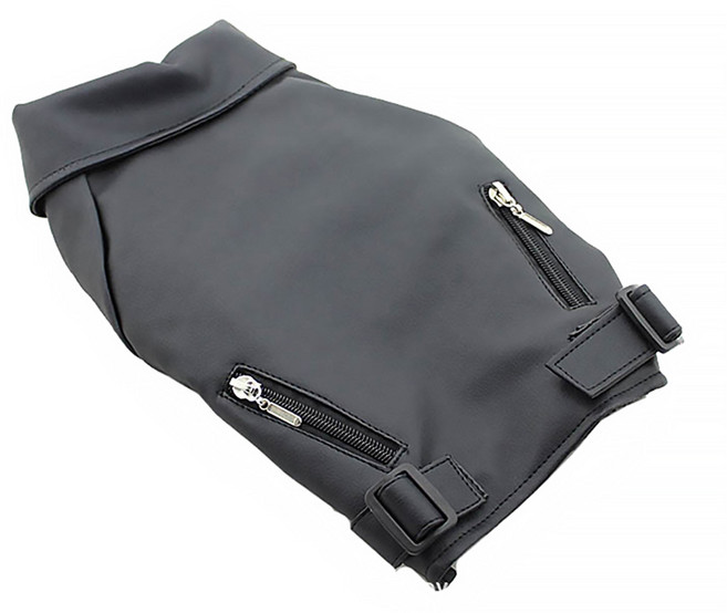 알럽펫 반려동물 페이크 레더 자켓, 블랙, 1개