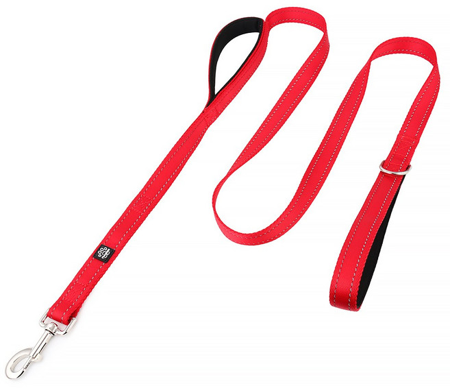 멍템 대형견 양손 리드줄 기본고리, 레드, 1개