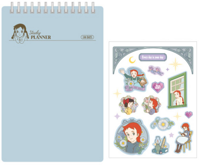 플라잉웨일즈 빨강머리앤 스터디플래너 100일, 파우더 블루, 1개