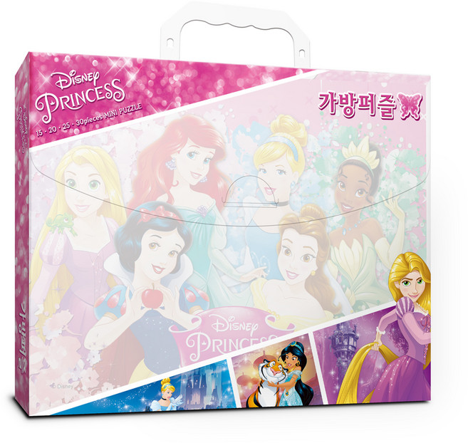 디즈니프린세스 가방 퍼즐 4종 세트, 1세트, 30피스