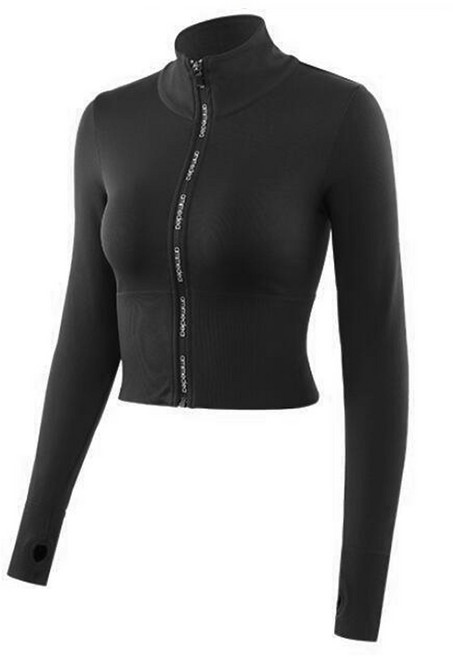 알럽핏 여성용 지퍼라인 포인트 크롭 요가 집업 점퍼