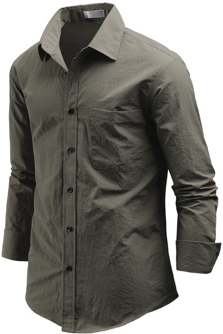 다꾸앙 남성용 바스락 솔리드 긴팔 셔츠 C09D7_ss2271