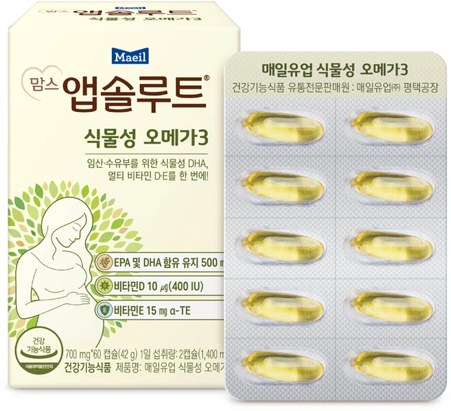 맘스앱솔루트 식물성 오메가3, 60정, 1개 - 쿠팡