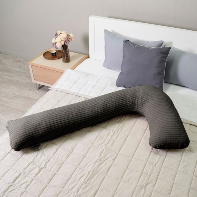 마벨러스홈데코 피그먼트 순면 누빔 L자형 바디필로우, 차콜