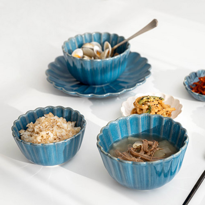 마리아꾸르끼 키엘로 공기 대접 2인 세트, 코발트블루, 공기 2p + 대접 2p, 1세트