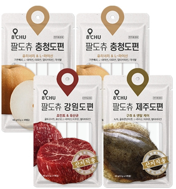 팔도츄 짜먹는 강아지 간식, 충청도편, 강원도편, 제주도편, 192g, 1세트
