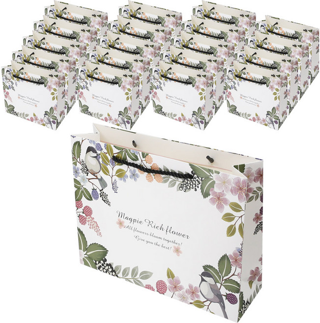 리드홈 사랑스러운 플로랄 코팅 쇼핑백 중, 혼합색상, 20개
