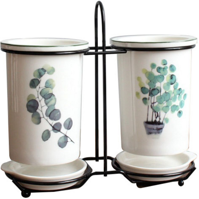 마켓피오 도자기 2구 수저통, 타입8, 1개