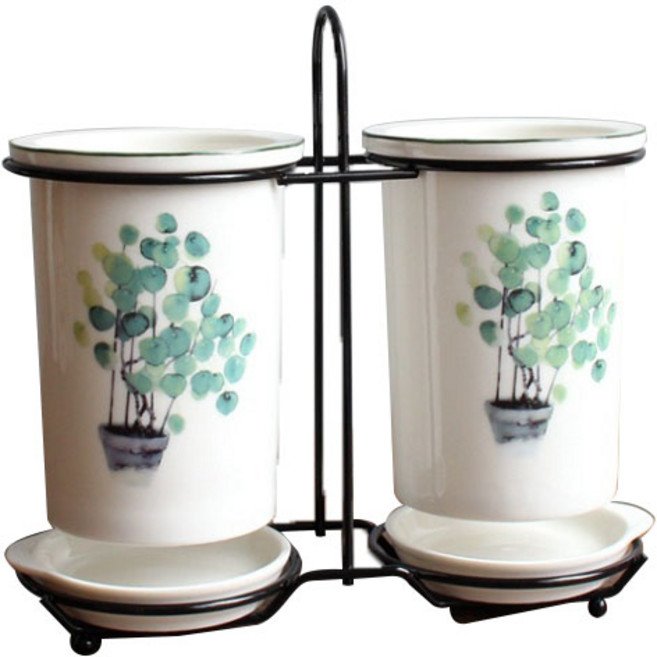 마켓피오 도자기 2구 수저통, 타입1, 1개