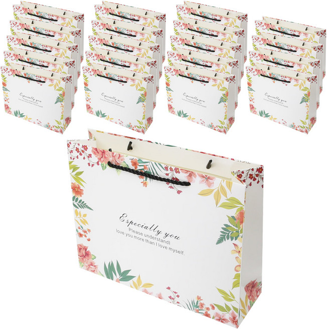 리드홈 사랑스러운 블라썸 코팅 쇼핑백 중, 혼합색상, 20개