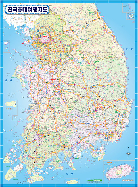 지도닷컴 전국 휴대 여행 지도 고급 코팅 55 x 75 cm, 1개