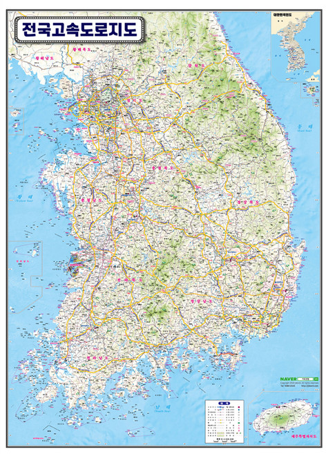 지도닷컴 전국 고속도로 지도 양면코팅 78 x 110 cm + 세계지도, 1세트