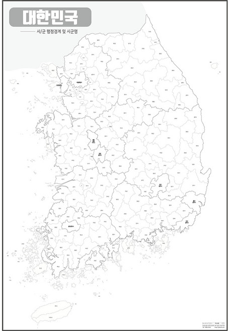 지도닷컴 비코팅형 대한민국 백지도 소, 1개