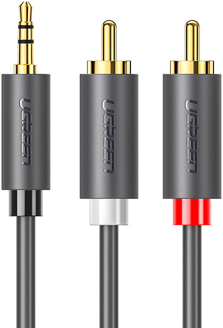 유그린 고급형 3.5mm 스테레오 to 2 RCA 케이블 1m, 1개