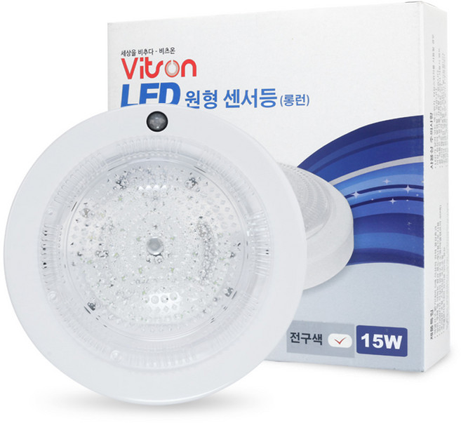 비츠온 LED 원형 센서등 롱런 15W 전구색, 1개