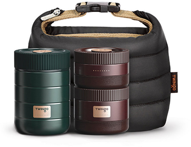 트윙고 보르도 1180 보온죽통 도시락세트, 혼합색상, 1세트