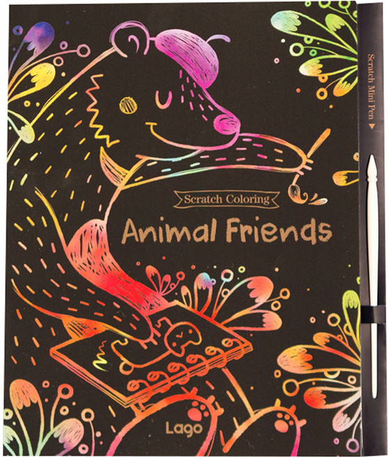 사유 스크래치북 불꽃 컬러링 보드 페이퍼 8p 세트, 애니멀, 1개