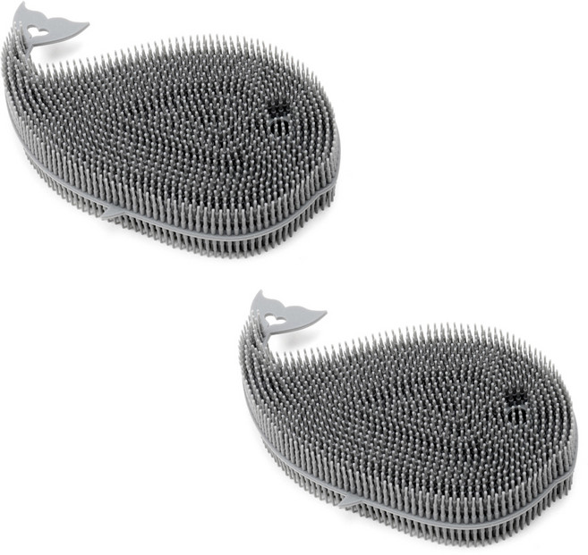 플라이토 국내 제조 국산 실리콘 고래 수세미 그레이, 2개입, 1개