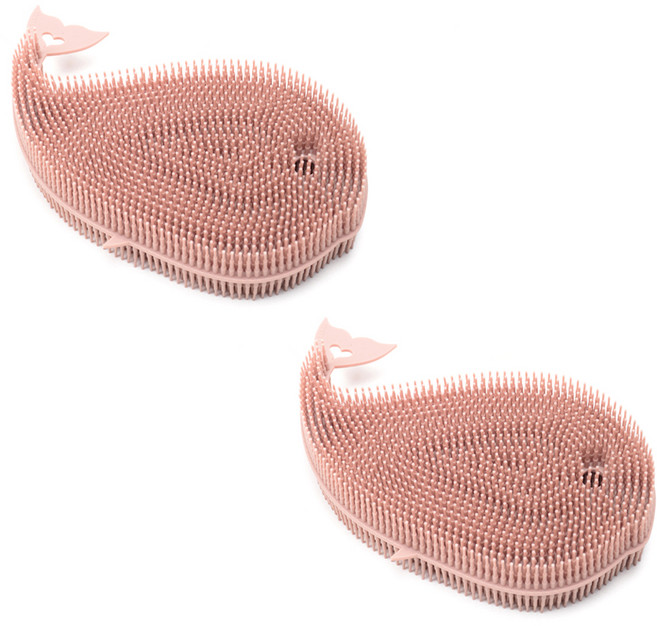 플라이토 국내 제조 국산 실리콘 고래 수세미 브릭레드, 1개입, 2개