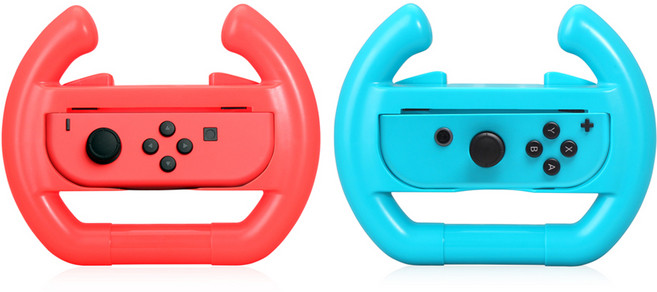 호후 닌텐도 스위치 조이콘 레이싱 휠 네온레드 + 네온블루, 1세트