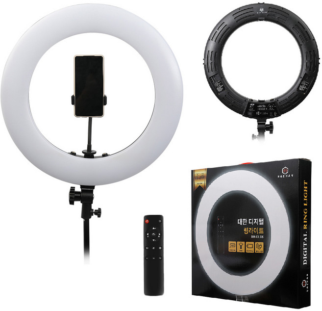 대한 반영구 뷰티 네일 속눈썹 미용 메이크업 타투 유튜브 개인 방송 촬영 조명 2세대 링라이트, DH-RL18(블랙), 1세트