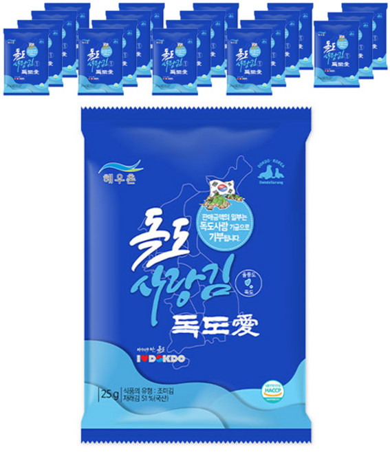해우촌 독도 사랑김 전장, 25g, 20개