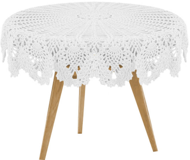 마켓감성 크로쉐 니팅 뜨개질 라운드 식탁보, 화이트, 85~90cm, 1개