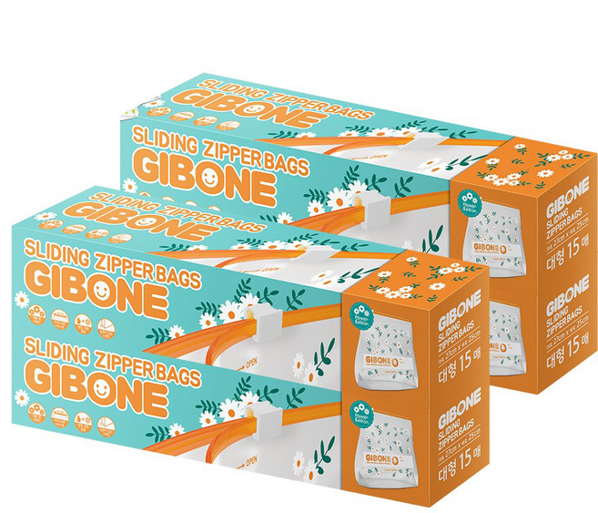 기본에 프레시키퍼 슬라이딩지퍼백, 대(L), 15개입, 4개