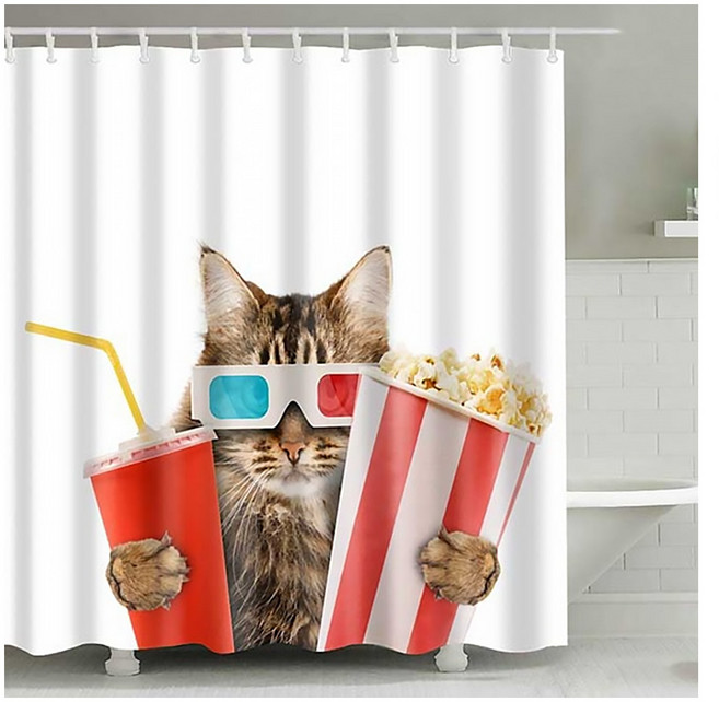 알럽홈 애니멀 프린팅 파티션 방수 샤워커튼 AK12-03 90 x 180 cm, 1개