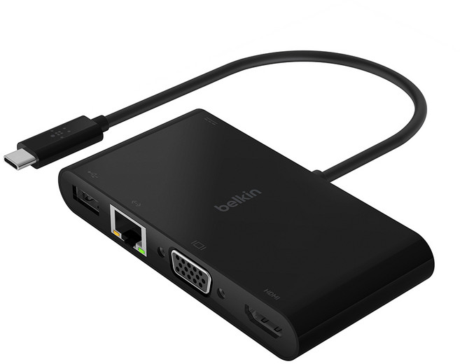 belkin 貝爾金 Type-C 多媒體轉接器 黑色, AVC004btBK, 1個