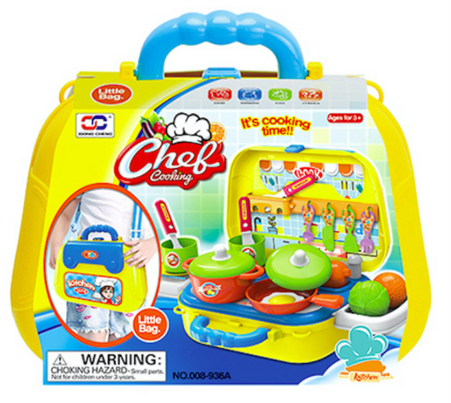 2in1 쉐프 쿠킹 가방 주방놀이 xic008936a, 옐로, 1개