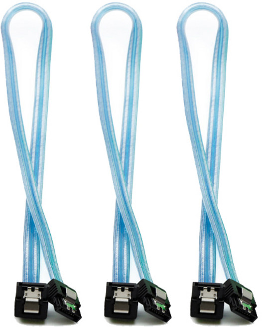 마하링크 SATA3 6Gb/s 기억자 Lock 케이블 투명 블루 ML-S3LLB, 3개, 0.5m