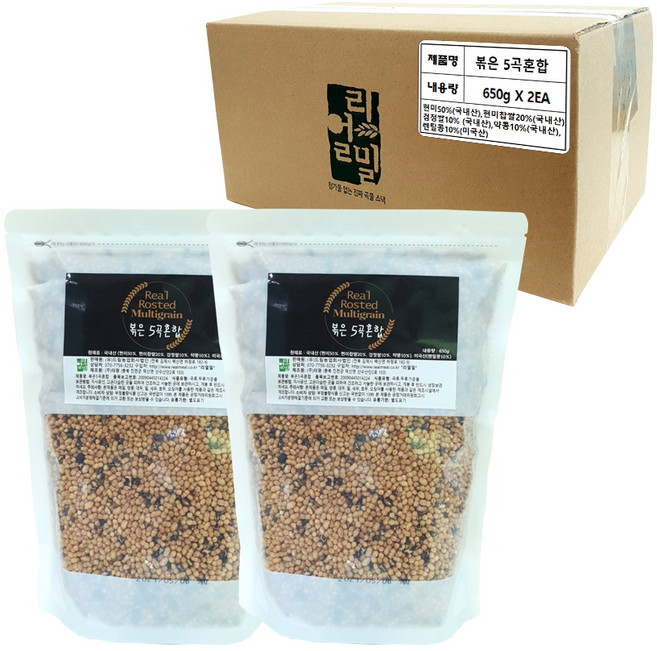 리얼밀 볶은 혼합5곡 대, 2개, 650g