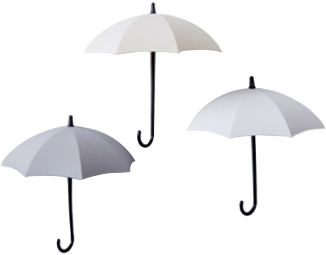 놀자리빙 우산모양 키홀더 벽후크 그레이 혼합 3종 세트, 혼합색상, 1세트