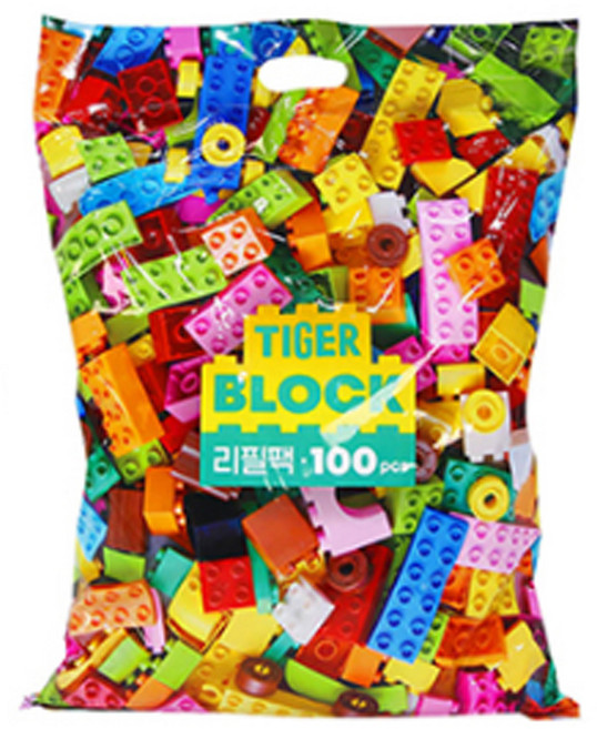 마이리틀타이거 타이거 블록 리필팩 100피스, 1개, 혼합색상