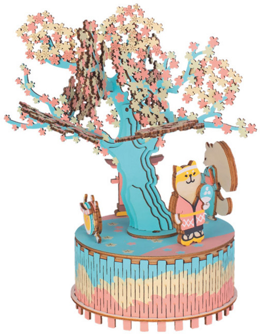 우더블 DIY 오르골 3D퍼즐 벚꽃나무아래 MUB09, 혼합색상, 1개