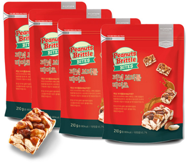 리치팜너트 피넛 브리틀 바이츠, 210g, 4개
