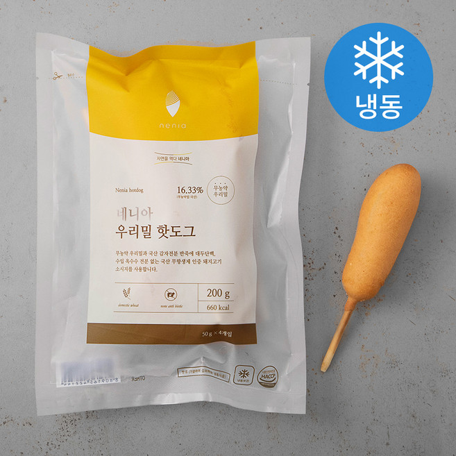 네니아 우리밀 핫도그 (냉동), 50g, 4개입, 1개