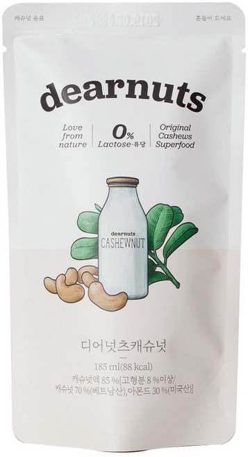 디어넛츠 캐슈넛밀크 오리지널, 185ml, 15개
