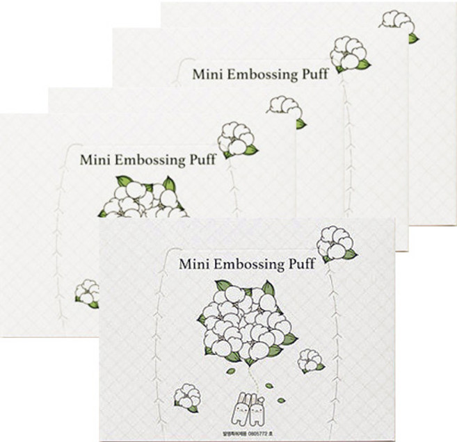화이트래빗 미니 다이아 엠보 화장솜, 200개입, 5개