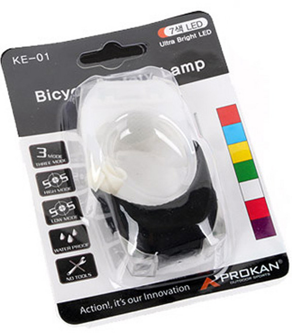 프로칸 KE-01 LED 실리콘 안전등 2종 세트, 블랙 + 화이트, 1세트