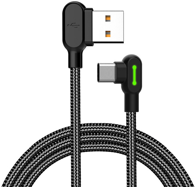 맥도도 90도 라이트 C타입 케이블, 3m, 블랙, 1개